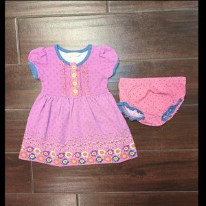 6/12 M Matilda Jane My Marionette Purple Dress and pink bummies bloomers